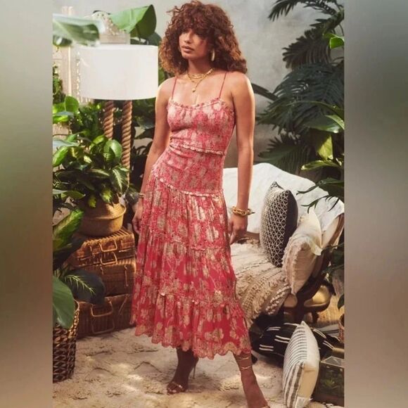 Hemant & Nandita Amal Smocked Midi Dress - Picture 8 of 8